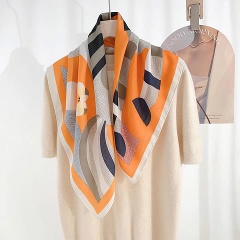 Abstract Paard Print Vierkante Sjaal Voor Dames Polyester Visgraatpatroon Satijn Zijdegevoel Halssjaal Kantoor Dagelijks