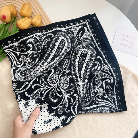 Vintage Französisch Paisley Muster Satin Viereckiges Halstuch Für Damen Retro Fischgrätenmuster Elegant Modisch Wickeltuch