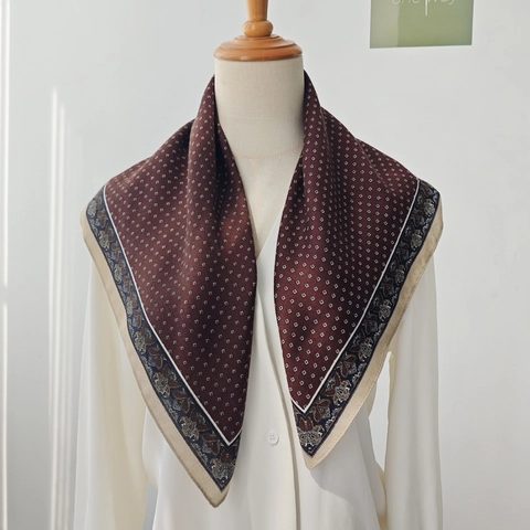 Carré en Polyester Style Old Money Vintage pour Femmes Imprimé Cachemire Pied-de-Poule Sensation Soie Accessoires de Mode