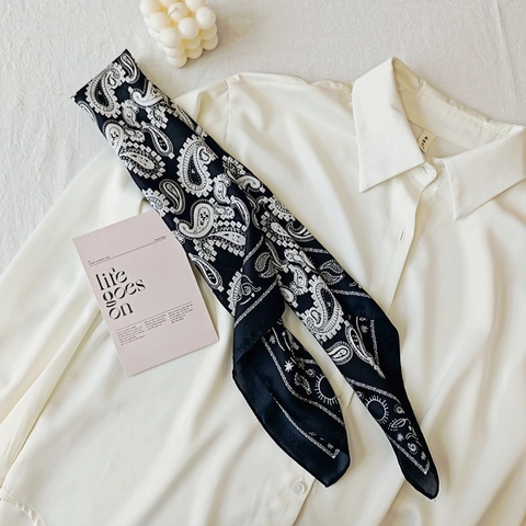 Vintage Paisley Patroon Satijnen Vierkante Sjaal Voor Dames Elegant Zijdezacht Bandana Nekdoek Mode Haar Accessoires Hoofddoek
