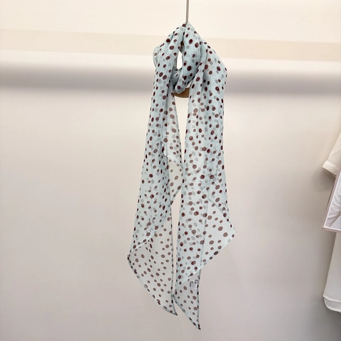 Foulard in 100% Seta di Gelso a Pois da Donna Leggero con Stampa Floreale Foulard Lungo e Sottile alla Moda Bandana