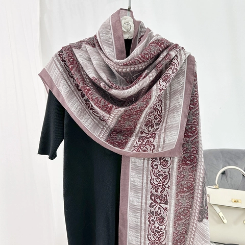 Vintage Etnisch Bloemen Bedrukte Sjaal Voor Dames Lichtgewicht Polyester Paisley Patroon Omslagdoek Voor Reis Dagelijks