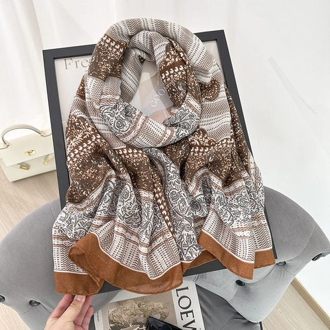 Vintage Etnisch Bloemen Bedrukte Sjaal Voor Dames Lichtgewicht Polyester Paisley Patroon Omslagdoek Voor Reis Dagelijks