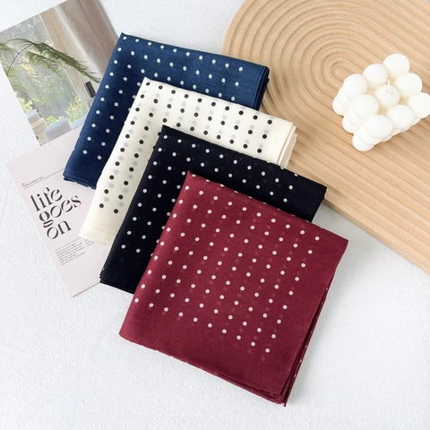 Vintage Polkadot Vierkante Sjaal Moerbeizijde Katoenmix Bedrukte Halssjaal Voor Dames Elegante Mode Bandana Hoofdsjaal