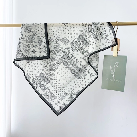 Pañuelo Cuadrado de Algodón con Estampado de Paisley Vintage para Mujer Elegante Pañuelo para el Cuello Accesorios de Moda