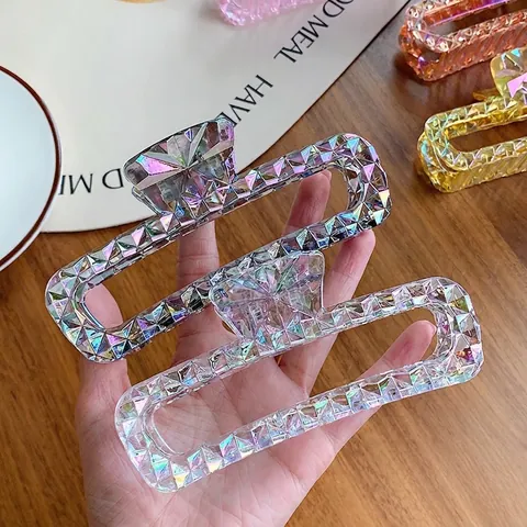 Grande Pinza per Capelli Arcobaleno Splendente Geometrica Cava Clip a Squalo Stile Coreano Accessori per Capelli in Plastica Donna