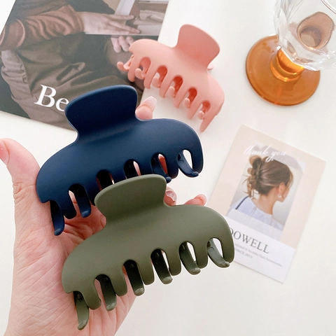 Pinza para el Pelo Mate Color Macarrón para Mujeres Alta Calidad Pinza Tiburón Minimalista Geométrico Clip de Agarre Accesorios Pelo