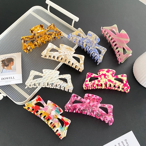 Pinza de Pelo Grande de Acetato Estilo Francés Elegante Estampado de Carey Mariposa de Strass Accesorios para el Pelo Mujer
