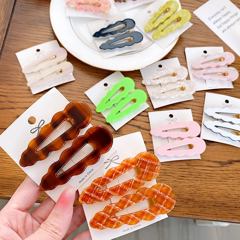 Minimalistische Acetat Wellenrand Entenschnabel Haarklammer Für Damen Französisch Retro Marmor Schildpatt Muster Pony Seitenclip Haarschmuck