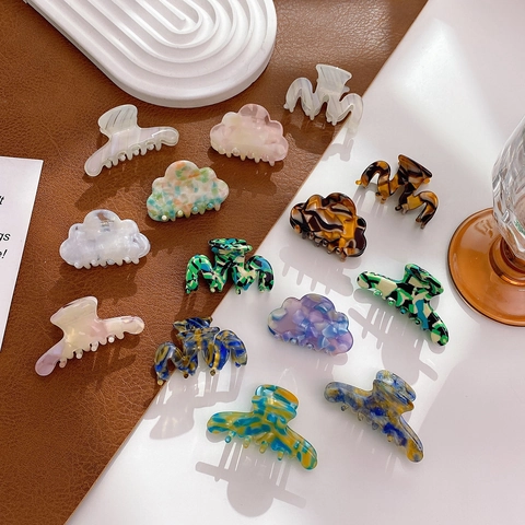 Piccole Mollette per Capelli Mini in Acetato Francese Motivo Marmo Tartarugato Fermagli per Capelli Accessori Donna