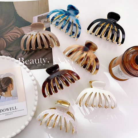 Large Acetate Hair Claw Clip For Women French Vintage Shark Clip High Grade Nonslip Elegant Hair Accessories Octopus Clip