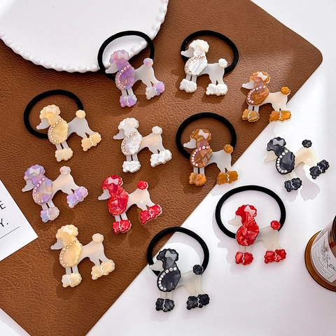 Accessori per Capelli in Acetato Barboncino Strass Simpatico Animale Elastici per Capelli Clip a Becco d'Anatra Donna