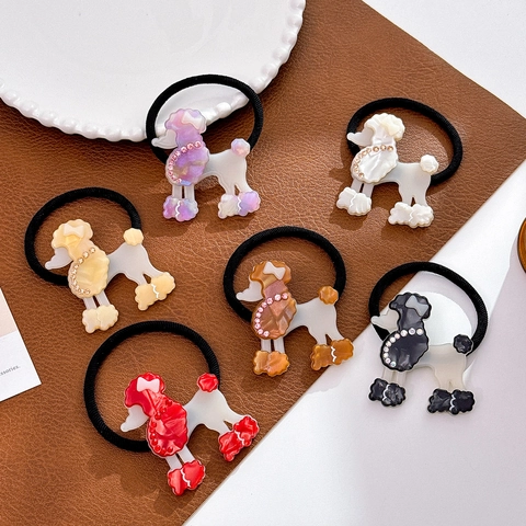 Accessori per Capelli in Acetato Barboncino Strass Simpatico Animale Elastici per Capelli Clip a Becco d'Anatra Donna
