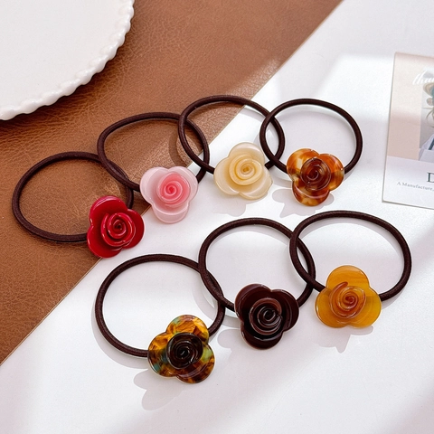 Eleganter Rosenblüten Haargummi Und Haarspange Für Damen Französisch Vintage Handgefertigte Acetat Harz Florale Haaraccessoires Geschenk