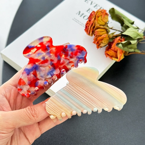 Pinza per Capelli in Acetato Vintage da Donna Motivo Marmo Tartarugato Pinza Media per Capelli Folti Accessori Moda