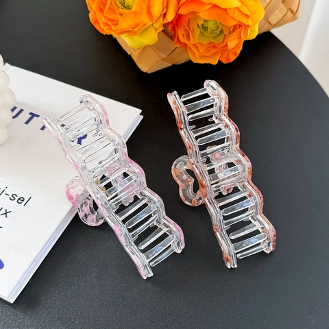 Pinza per Capelli Extra Large in Acrilico a Onde Pois Forma di Cuore Clip Squalo per Donna Accessori Capelli Moda Pendolare