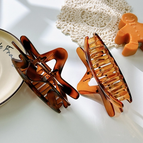Pinza per Capelli Grande a Forma di Stella Vintage in Plastica con Motivo Tartarugato per Capelli Folti Donna Accessori per Capelli Retro