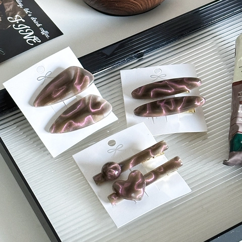 Fermagli per Capelli Geometrici Verniciati a Motivo Marmo Retrò per Donna Eleganti Fermagli a Becco di Corvo Artistici per Frangia