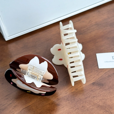 Pinza per Capelli in Acetato a Forma di Coniglio Per Donna Carino Cartone Animato Design a Dessert Molla per Capelli Accessori