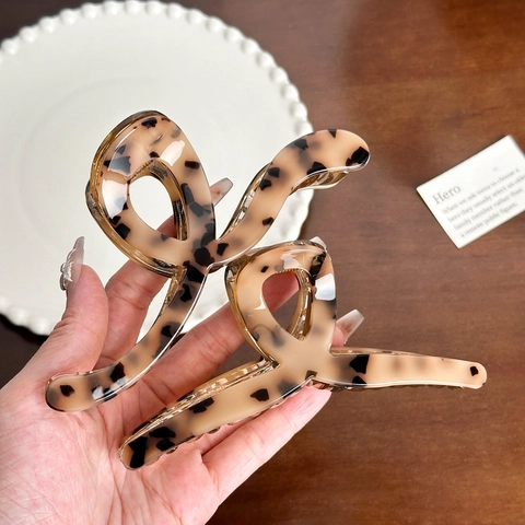 Pinza per Capelli in Acetato Vintage Francese Tartarugato Leopardato Pinza a Granchio Geometrica Grandi Mollette per Capelli da Donna Accessori