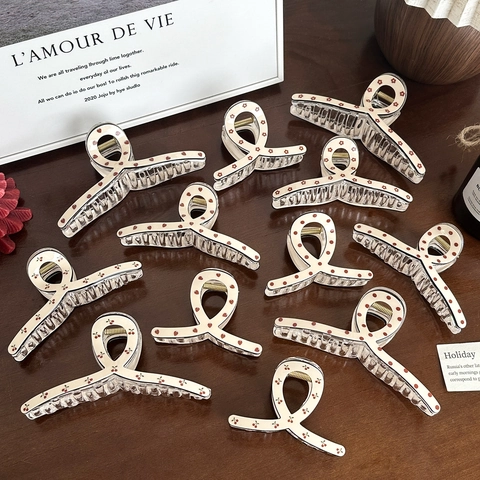 Molletta per Capelli in Stile Francese Stampata Bianco Latte Pois Fragola Ciliegia Fantasia Floreale Donna Accessori