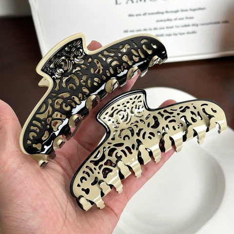 Acetaat Opengewerkte Grote Haarklem Voor Vrouwen Elegante Patroon Haarklip Veelzijdige Mode Haaraccessoires