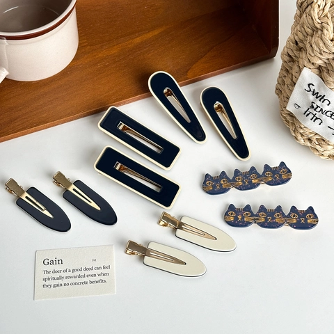 Elegantes Pinzas para el Pelo de Acetato para Mujer Minimalista Forma de Gato Clips de Pico de Pato Accesorios para el Pelo