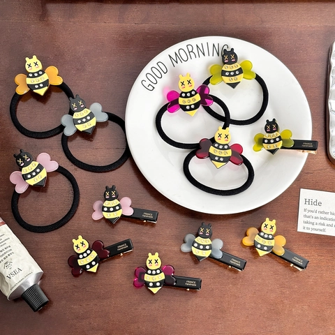 Handmade Acetate Cartoon Bee Hair Clip Rhinestone Duckbill Clip Fashion Animal Hair Tie For Women Girls Hair Accessories