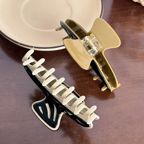 Elegant Acetate Hair Claw Clip Large Shark Clip For Women High-end Inlaid Rhinestone Bow Knot Hair Accessory For Updo Hair
