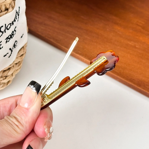 Französischer Vintage Acetat Blume Haarclip Mit Strass Eleganter Entenschnabel Seitenclip Anspruchsvoller Blumiger Kopfschmuck Für Damen