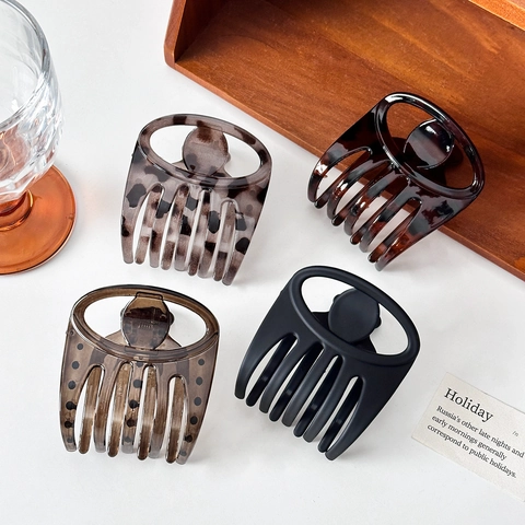 Pinza para el Cabello de Plástico Mate Minimalista Mujer Pinza Geométrica Grande de Carey Accesorios para el Cabello Diario