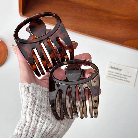 Pinza para el Cabello de Plástico Mate Minimalista Mujer Pinza Geométrica Grande de Carey Accesorios para el Cabello Diario