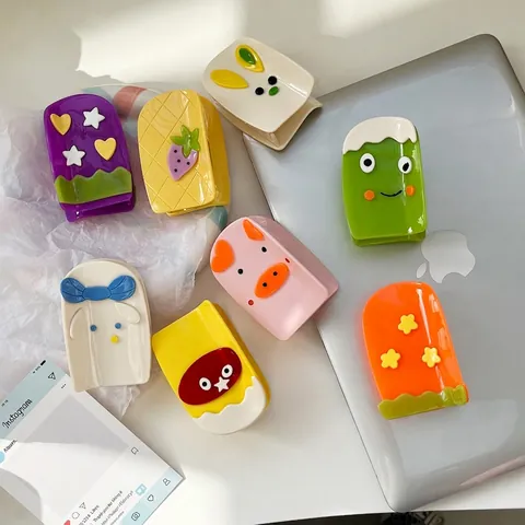 Pinza para el Cabello de Acetato de Celulosa de Dibujos Animados Lindo Grande Patrón de Animales Frutas Para Mujeres Niñas Moda Accesorios para el Cabello