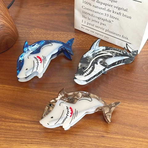 Creatieve Acetaat Haaienvorm Haarklem Franse Vintage Grote Dieren Haarklip Voor Vrouwen Dagelijkse Styling Accessoires