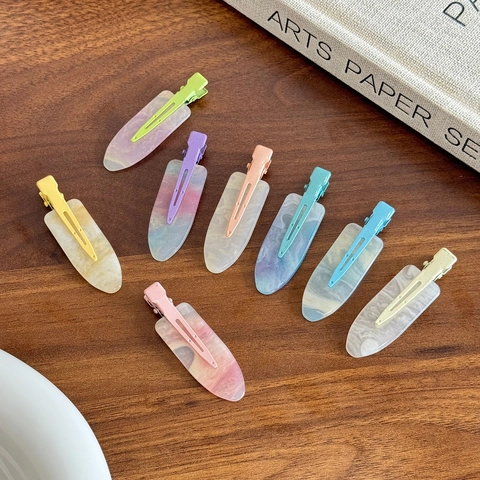 Candy Color Acetate Duckbill Hair Clips For Women Marbled Resin Alligator Clips Minimalist Macaron Hair Accessories