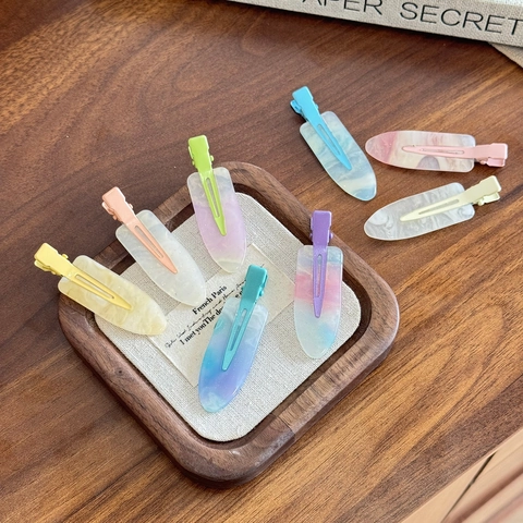 Candy Color Acetate Duckbill Hair Clips For Women Marbled Resin Alligator Clips Minimalist Macaron Hair Accessories