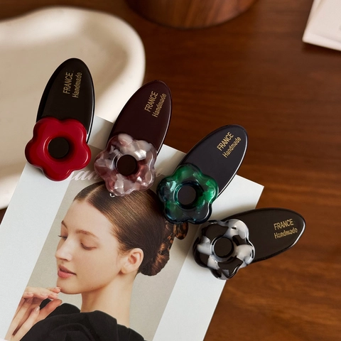 Clip per Capelli a Becco d'Anatra in Acetato a Forma di Fiore Stile Artigianale Dolce Motivo Marmo per Donna Accessori Capelli