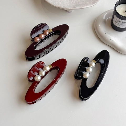 Große Acetat Perle Haarklammer Für Damen Elegant Französischer Stil Haarschmuck Mode Shark Clip Für Dickes Haar