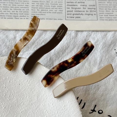 Vintage Acetaat Golvende Haarklem Voor Dames Marmer Schildpadpatroon Geometrische Zijclip Mode Haaraccessoires