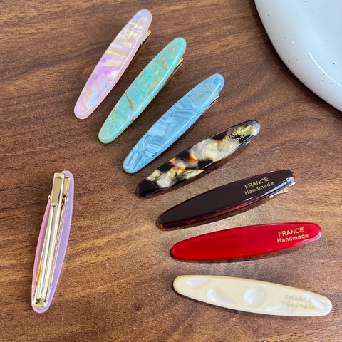 French Style Oval Acetate Duckbill Hair Clip For Women Geometric Marble Tortoiseshell Pattern Handmade Hairpin Accessory