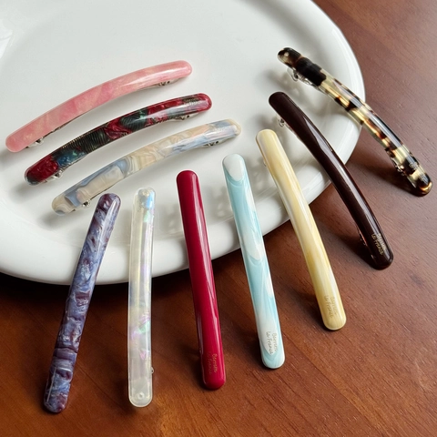 Molletta per Capelli a Molla in Acetato Stile Francese Barrette Marmo Tartaruga Modello Forcina per Coda di Cavallo Elegante Copricapo Accessori per Capelli Moda per Donna