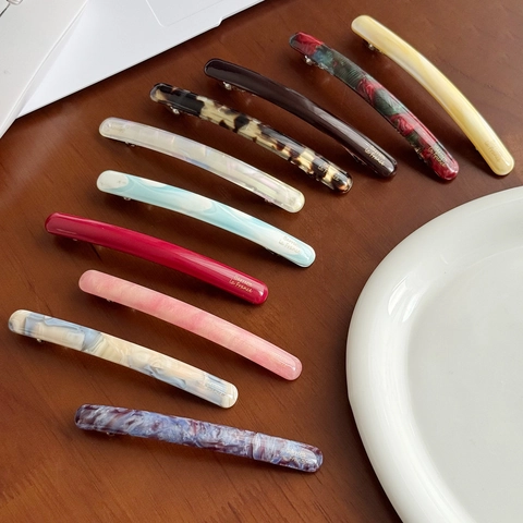 Molletta per Capelli a Molla in Acetato Stile Francese Barrette Marmo Tartaruga Modello Forcina per Coda di Cavallo Elegante Copricapo Accessori per Capelli Moda per Donna