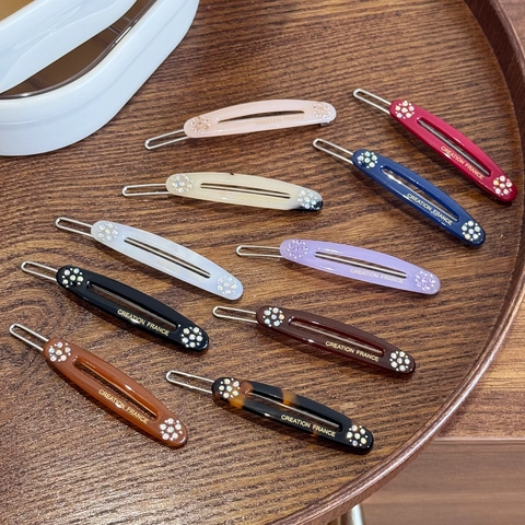 Französischer Stil Acetat Blume Haarklammer Luxus Strass Oval Seitenclip Mode Elegante Haaraccessoires Für Damen Schmuck