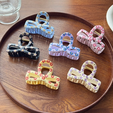 Molletta Per Capelli A Farfalla In Resina Con Fiori Smiley E Pois Accessorio Per Capelli Da Donna Per Lo Styling Quotidiano