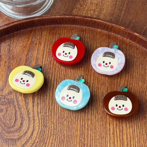 Süße Cartoon Apfel Form Zelluloseacetat Haarklammer Süße Frucht Entenschnabel-Clip Pony Clip Für Damen Mädchen Haarschmuck