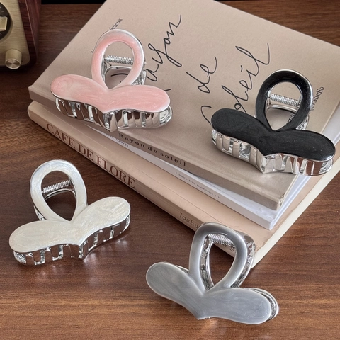 Eleganter Galvanisierter Metall Herz Haarklammer Bunte Emaille Haargreifer Für Damen Französischer Stil Haarschmuck