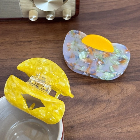 Elegante Pinza per Capelli in Acetato Retrò Grande Trama di Marmo Floreale Splicing Shark Clip per Donna Accessori Capelli