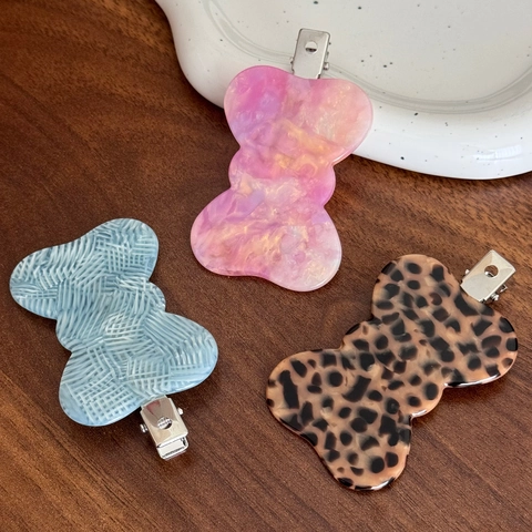 Acetate Bow Hair Clip Butterfly Pattern Handmade Duckbill Side Clip Fashion Retro Headpiece For Women Hair Accessories