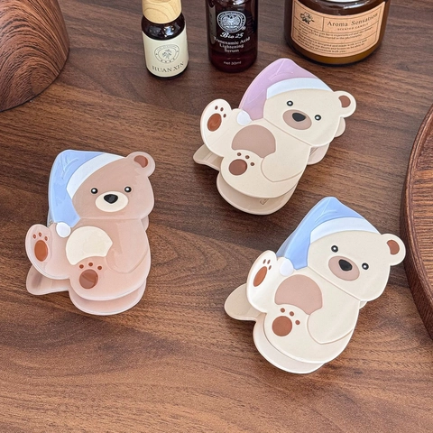 Simpatica Molletta per Capelli in Acetato a Forma di Orso per Donna Stile Coreano Orsetto Che Dorme Fatto a Mano