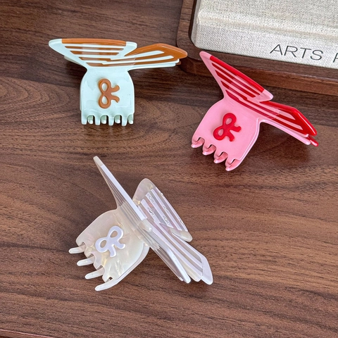 Fashion Butterfly Hair Claw Clip Striped Cellulose Acetate Hairpin Rhinestone Elegant Decorative Hair Accessories Women